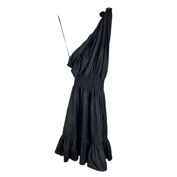 Monica Nera Demi Black Midi A-line Eco-cotton Cocktail Dress Wedding Guest Small - Picture 8 of 15